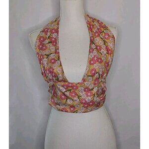 Halter Tank Top Floral 60s 70s